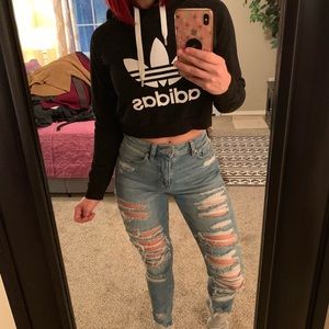 Adidas trefoil cropped hoodie
